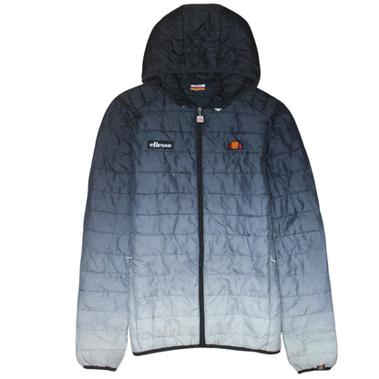 Front view of Ellesse Men's Blue Lightweight Hooded Puffer Jacket UK S