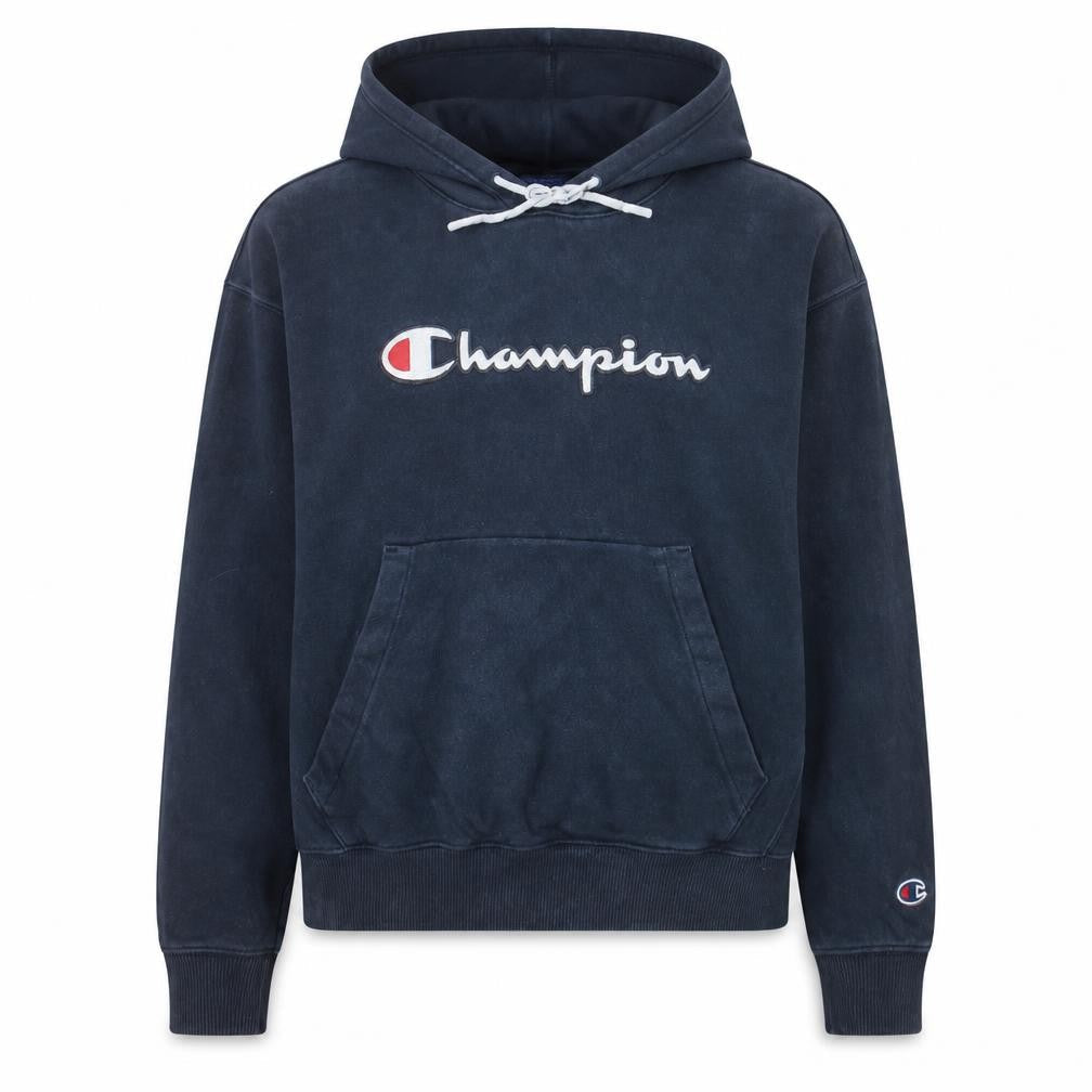 Champion Womens Navy Small Pullover Hoodie 100% Cotton Logo Front