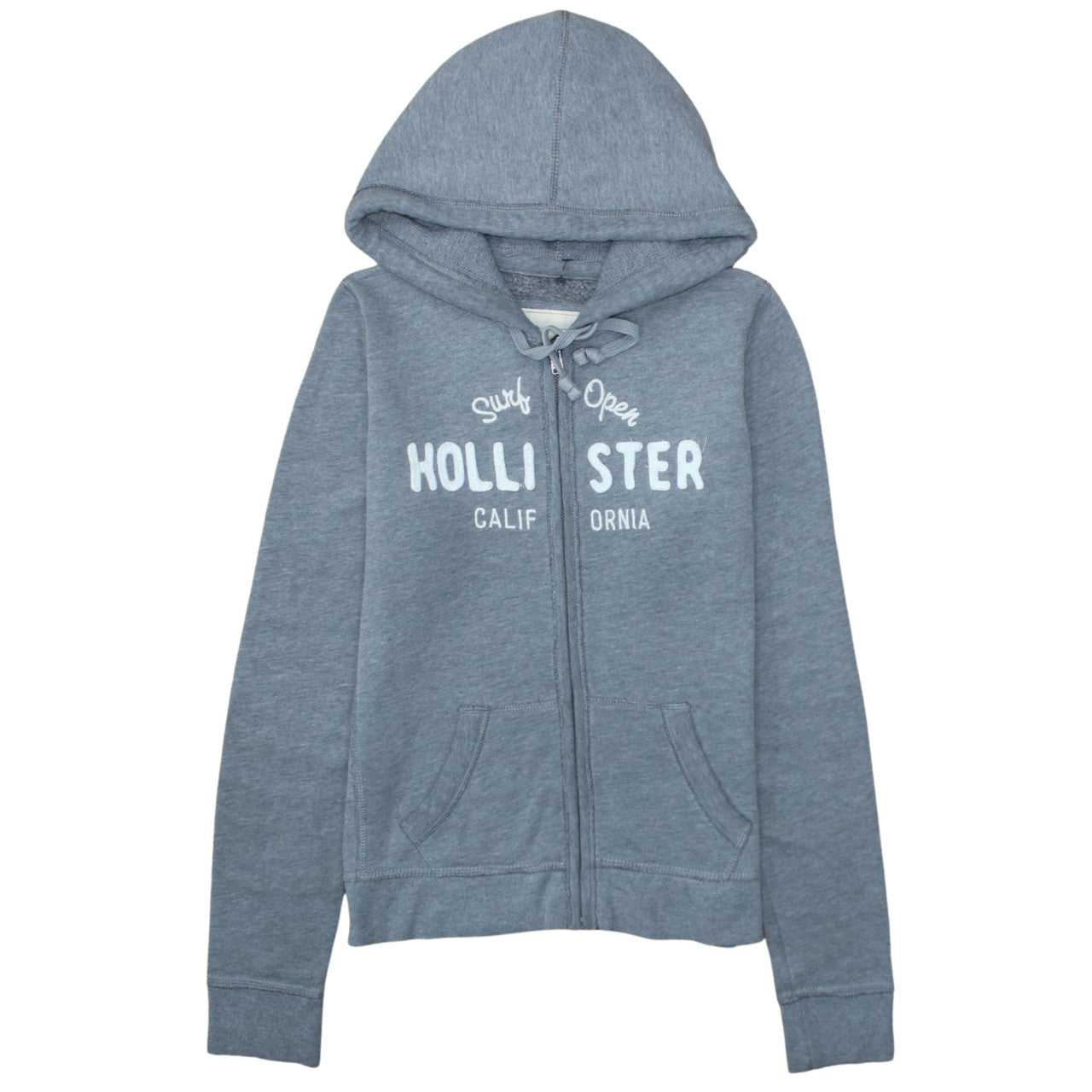 Hollister Men's Grey Full Zip Hoodie M Classic Logo Surf Style