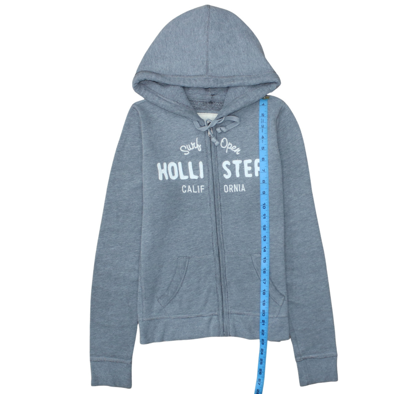Hollister Men's Grey Full Zip Hoodie M Classic Logo Surf Style