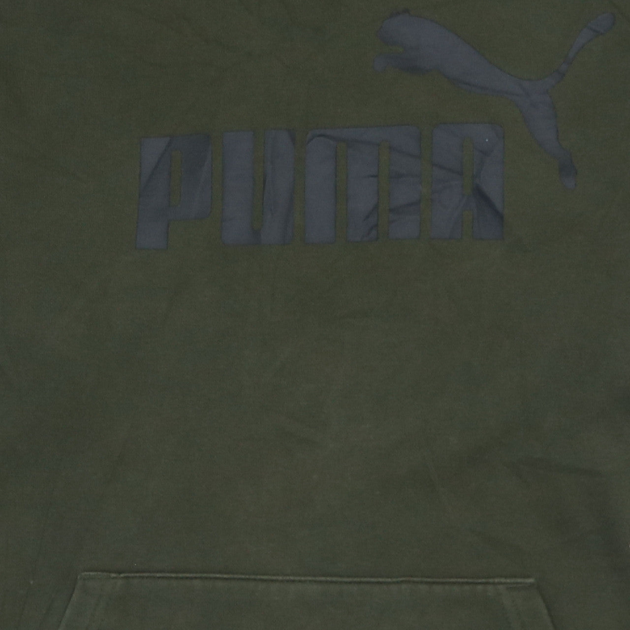 Puma Men's Green Pullover Hoodie L Logo Graphic Sportswear