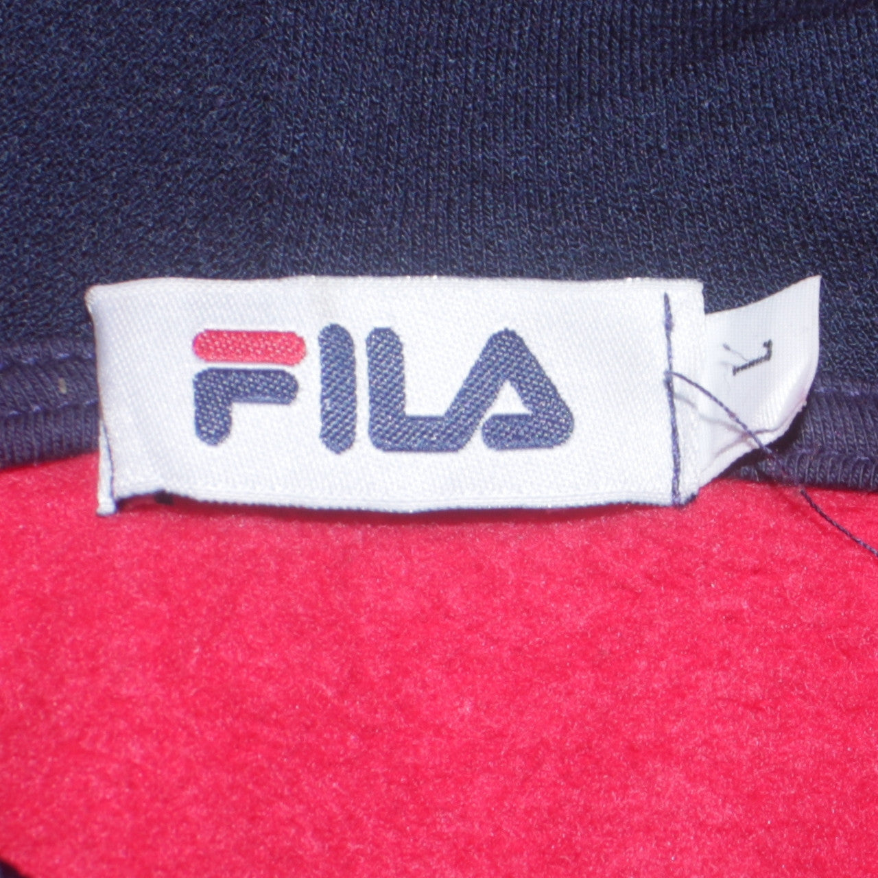 FILA Men Red Pullover Hoodie L Logo Fleece Sportswear