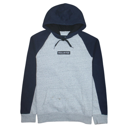 Hollister Men’s Grey Navy Pullover Hoodie 2XL Regular Fit Fleece