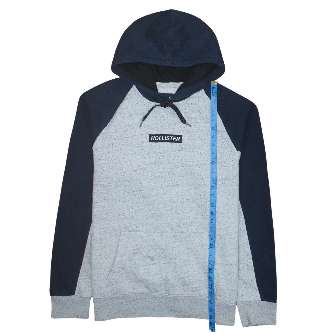 Hollister Men’s Grey Navy Pullover Hoodie 2XL Regular Fit Fleece