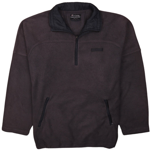 Champion Men's Grey Fleece 1/4 Zip Pullover Sweatshirt L