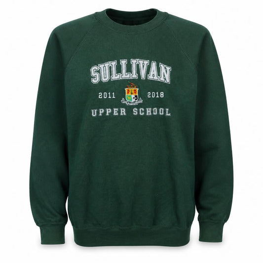 Russell Mens Green Embroidered Sullivan Upper School Sweatshirt M