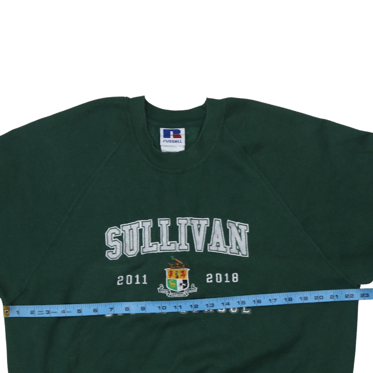 Russell Mens Green Embroidered Sullivan Upper School Sweatshirt M