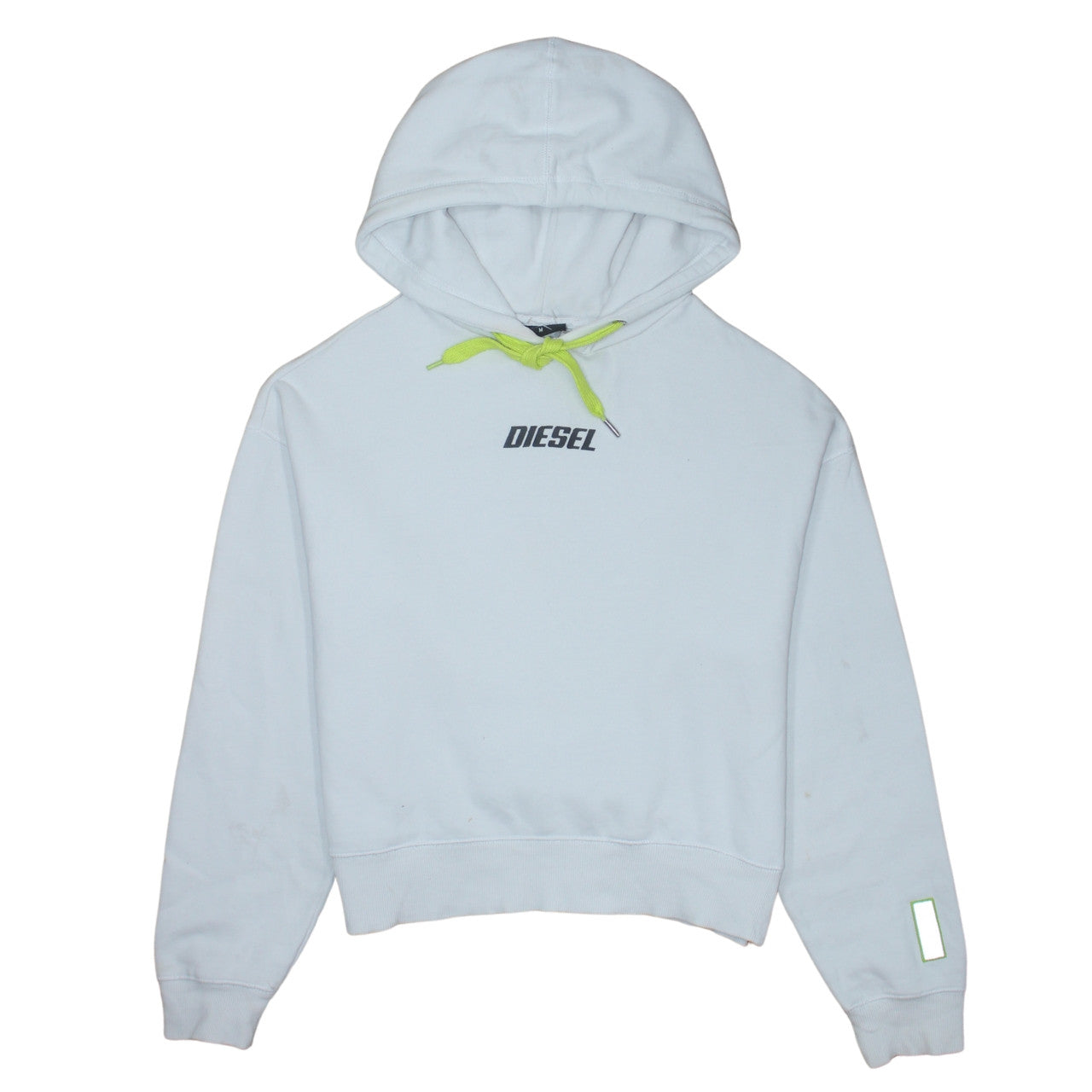 Diesel Mens White Hoodie M Pullover Fleece Logo Hooded Sweatshirt