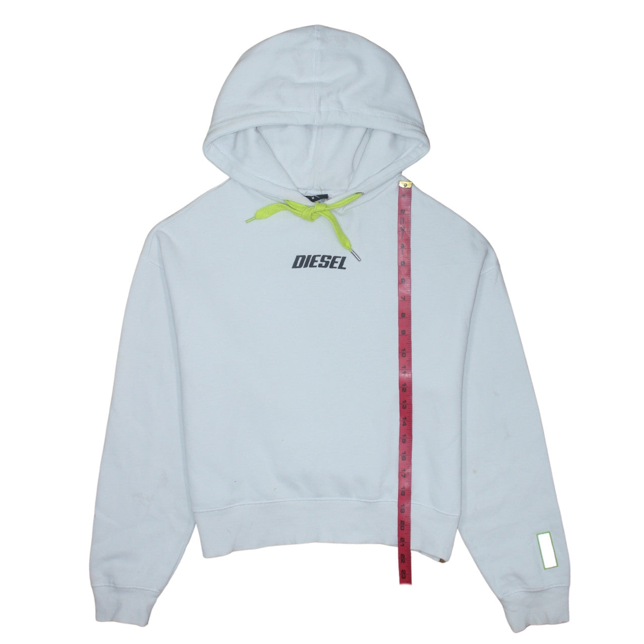 Diesel Mens White Hoodie M Pullover Fleece Logo Hooded Sweatshirt