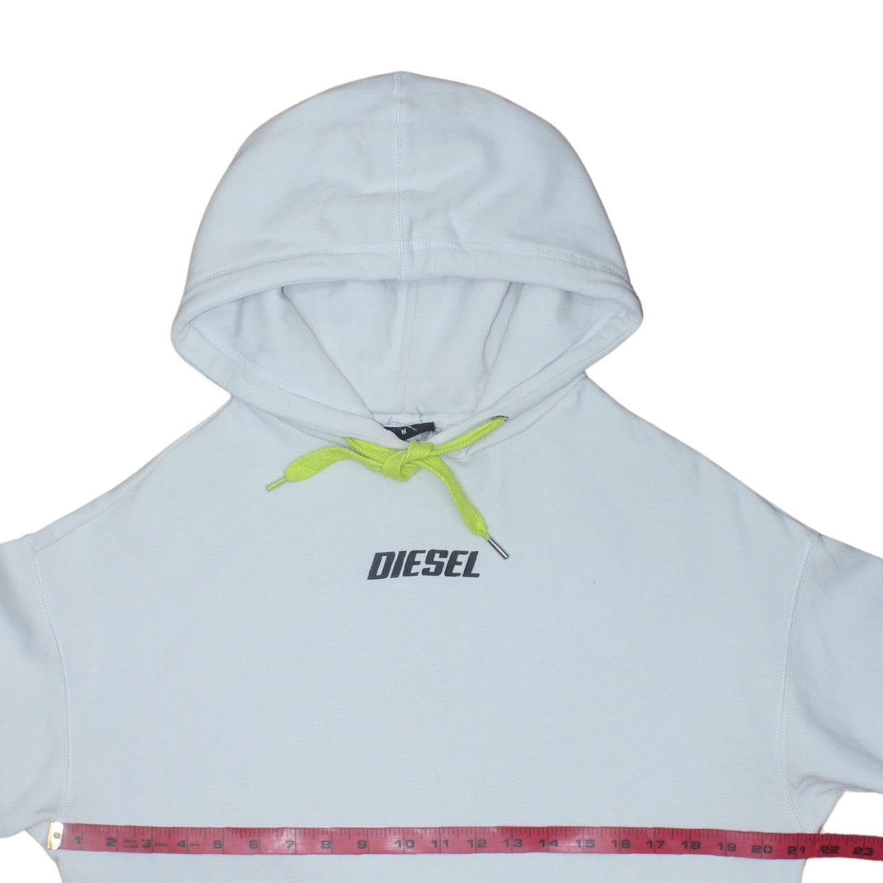 Diesel Mens White Hoodie M Pullover Fleece Logo Hooded Sweatshirt