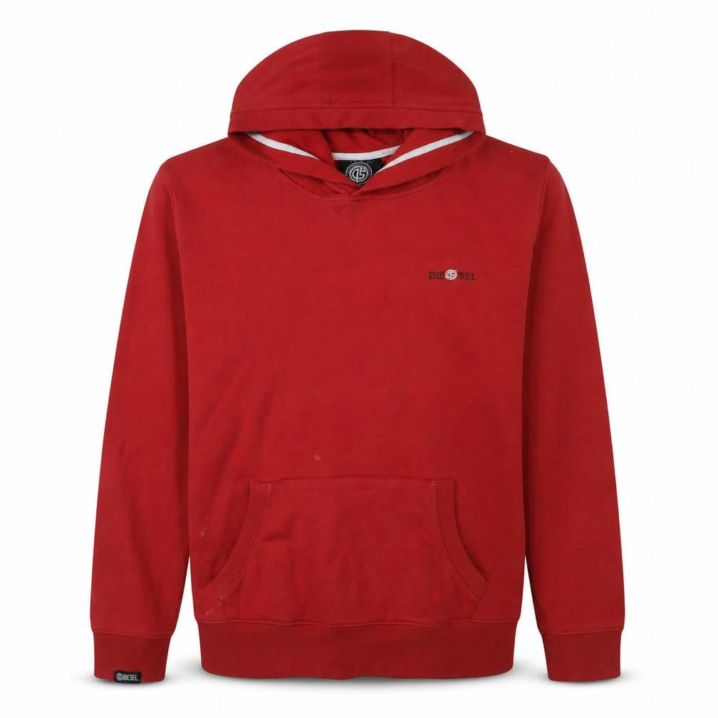 Diesel Men’s Red Pullover Hoodie Sweatshirt Large Logo Fleece