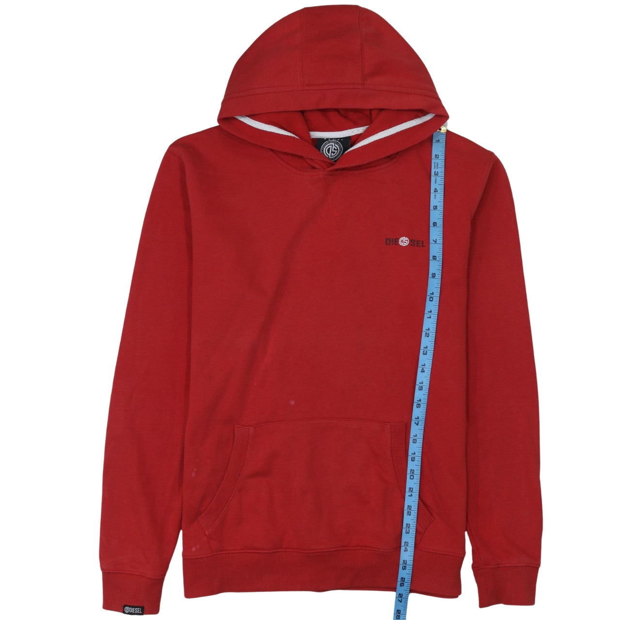 Diesel Men’s Red Pullover Hoodie Sweatshirt Large Logo Fleece