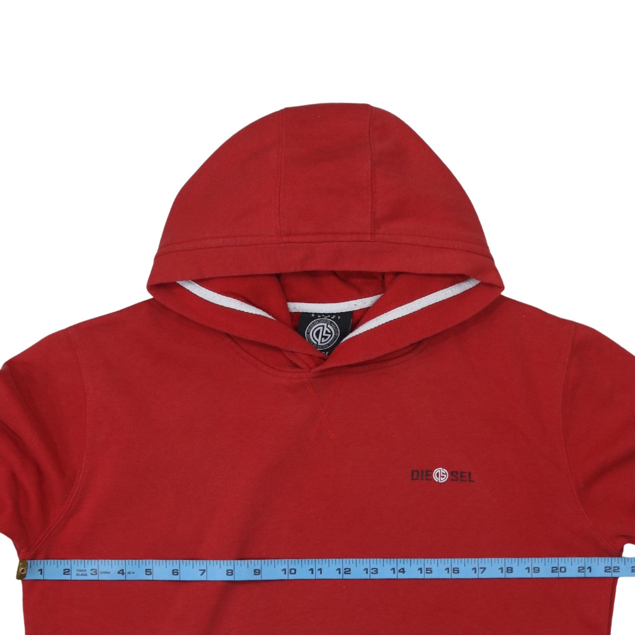 Diesel Men’s Red Pullover Hoodie Sweatshirt Large Logo Fleece