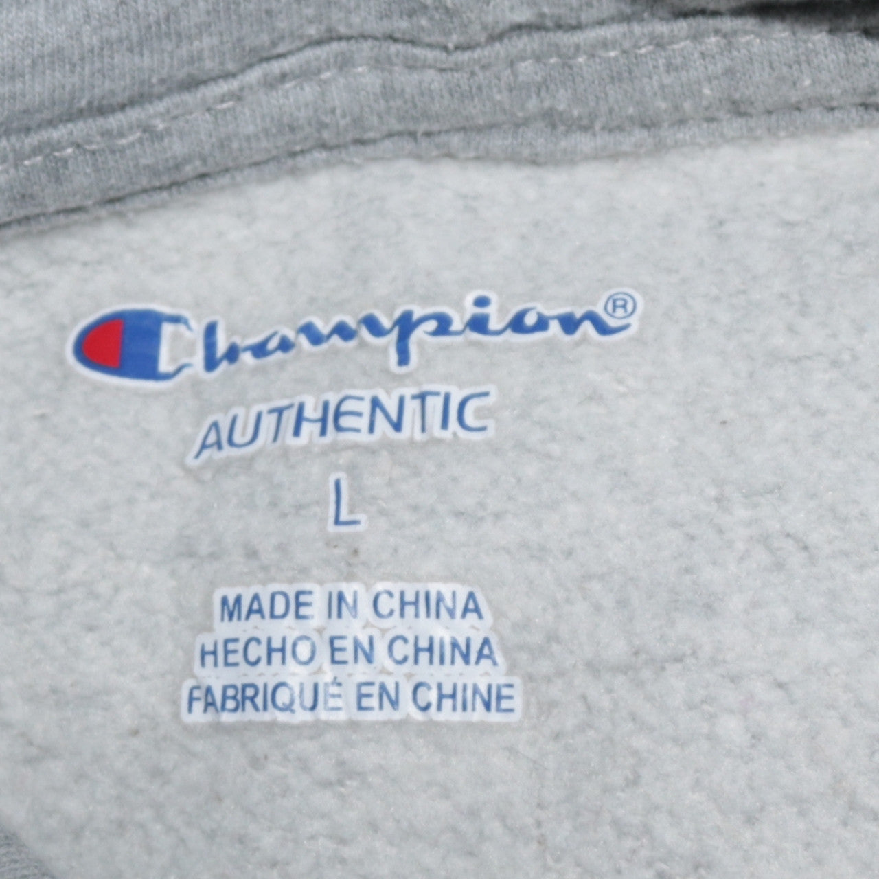 Champion Women Grey Pullover Hoodie L Logo Embroidered Fleece