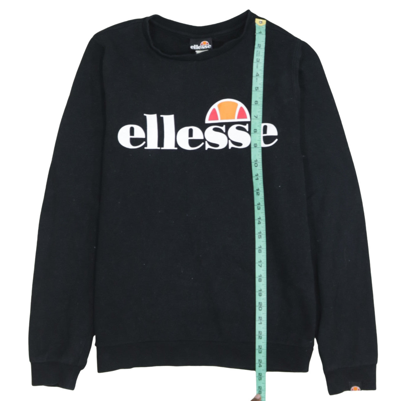 Ellesse Boys Black 13-14 Years Pullover Sweatshirt Crew Neck Logo Print