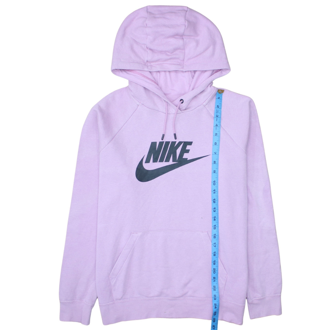 Nike Womens Lilac Pullover Hoodie Size L Logo Print Cotton Blend