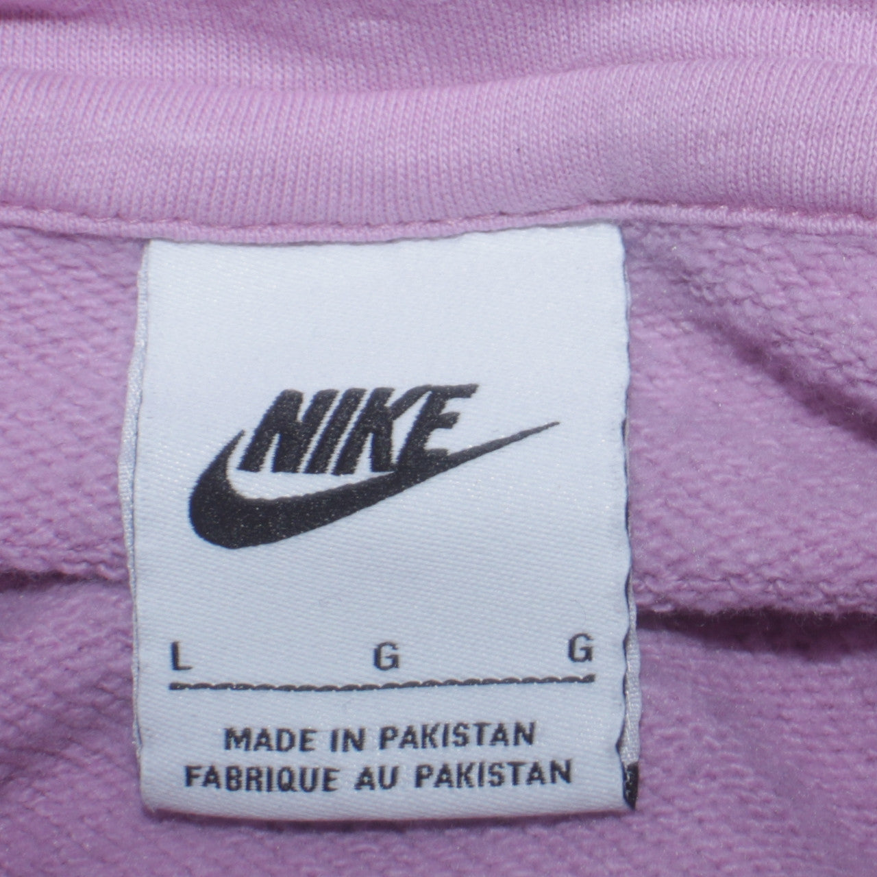 Nike Womens Lilac Pullover Hoodie Size L Logo Print Cotton Blend