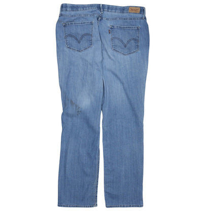 Back view of Levi's women’s blue 525 straight leg jeans, size UK 16, regular denim