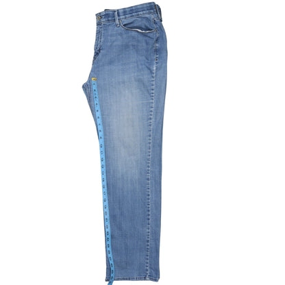 Brand and care label for Levi's women’s blue 525 straight leg jeans, size UK 16, regular denim