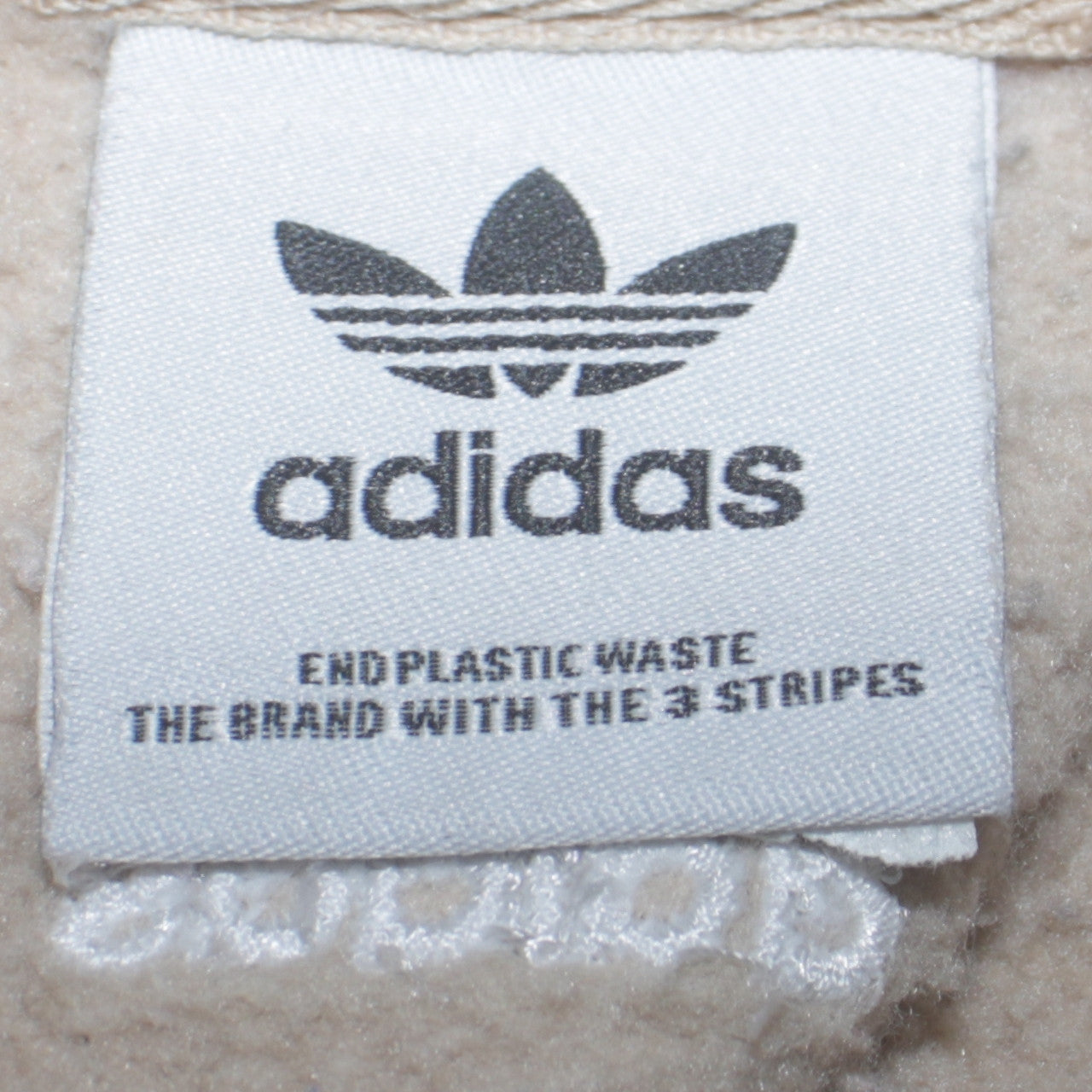 Adidas Women Beige White Crew Neck Pullover Sweatshirt Size L Cotton Blend