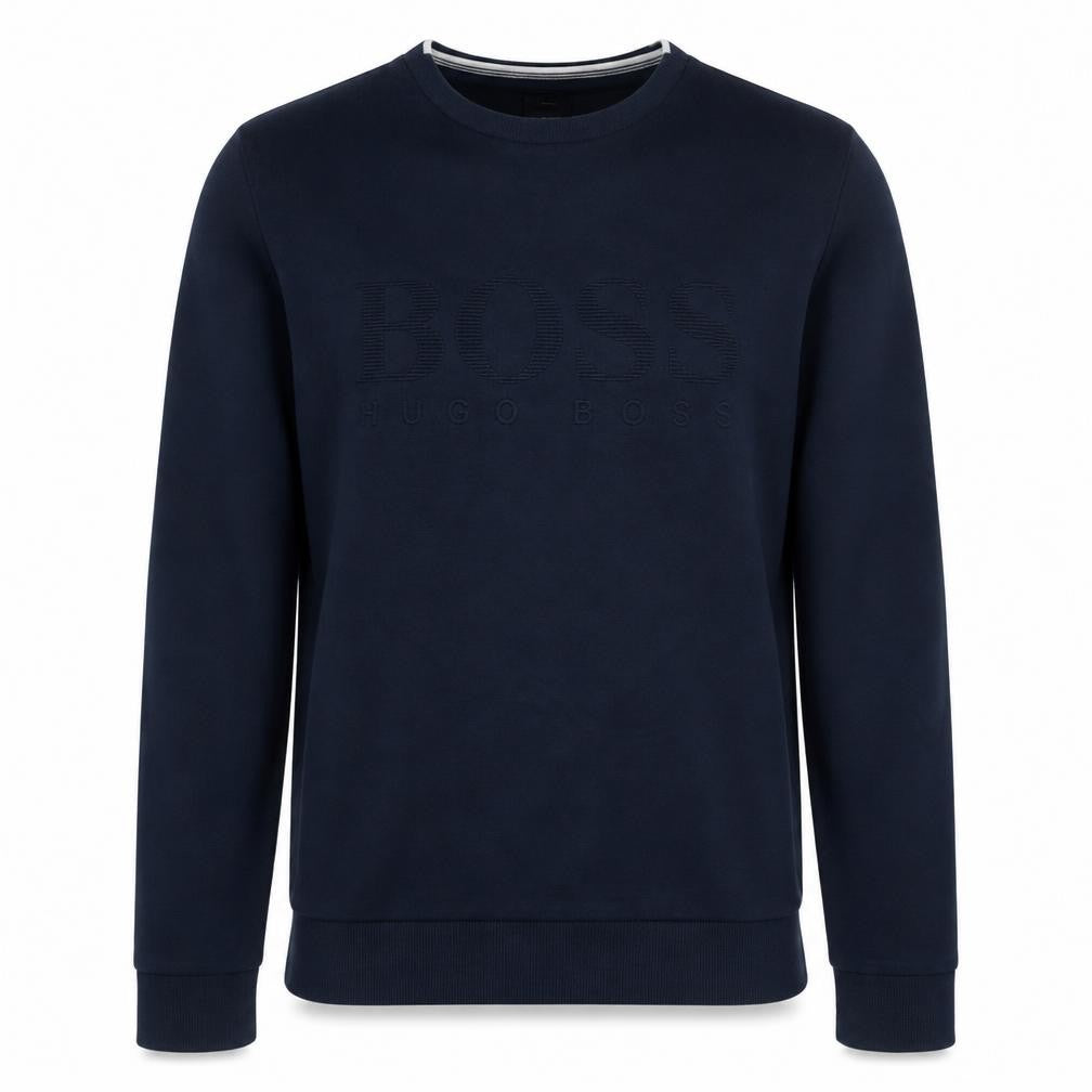 Hugo Boss Men's Blue Slim Fit Crew Neck Logo Sweatshirt XL