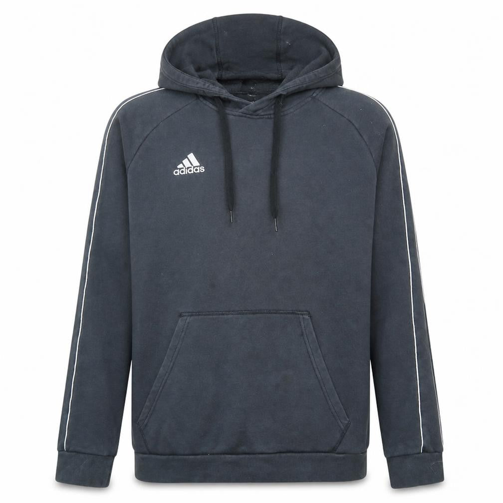 Adidas Mens Black Pullover Hoodie L Logo Fleece Sportswear
