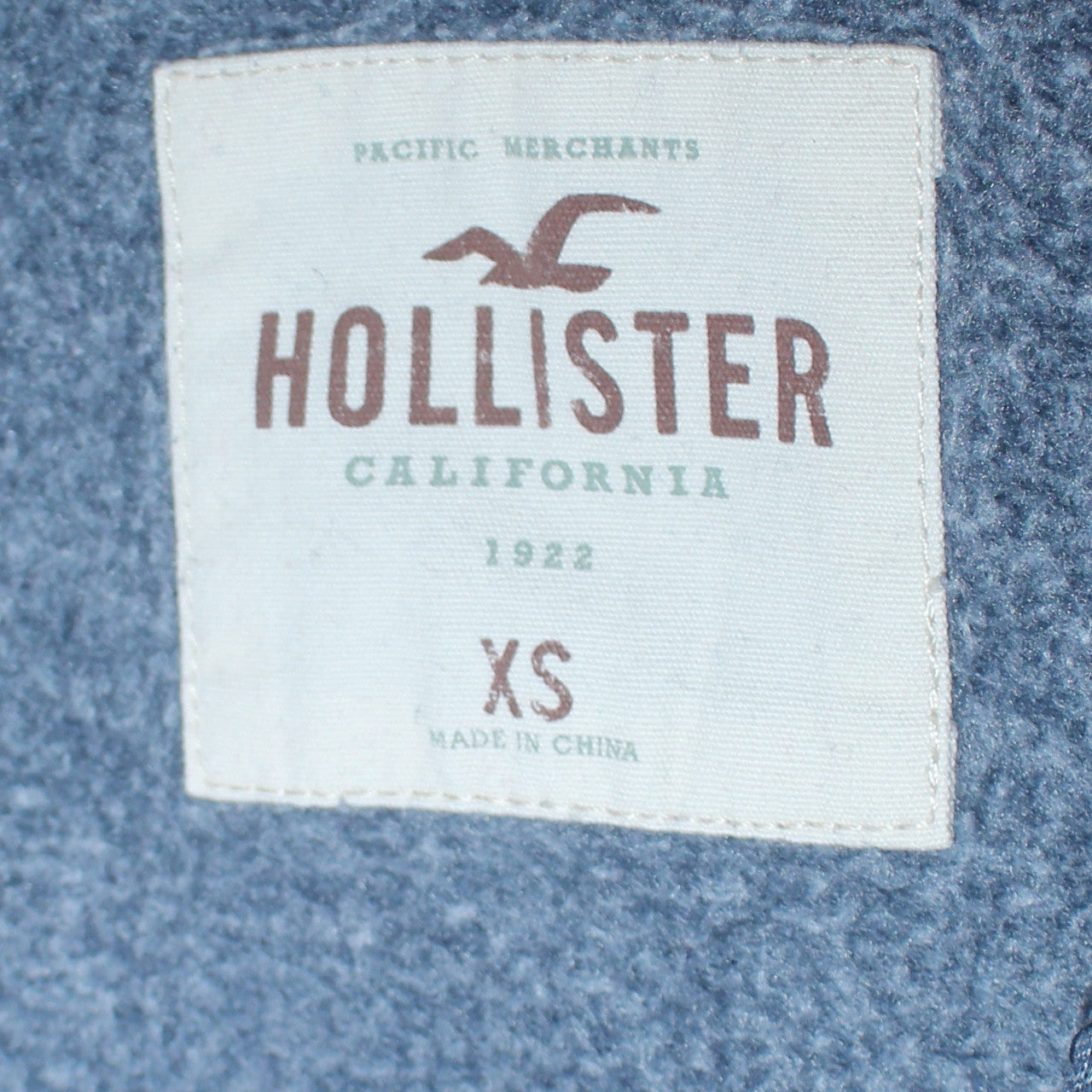 Hollister Men’s Blue Full Zip Hoodie XS Regular Fit Logo Print
