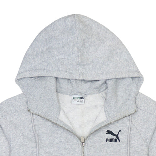 Puma Mens Grey Full Zip Hoodie XS Regular Fit Logo Fleece