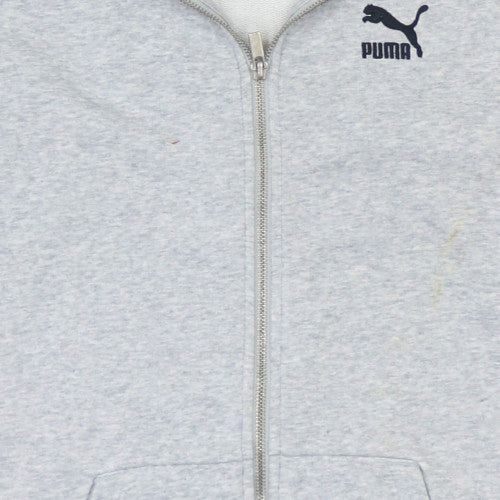 Puma Mens Grey Full Zip Hoodie XS Regular Fit Logo Fleece