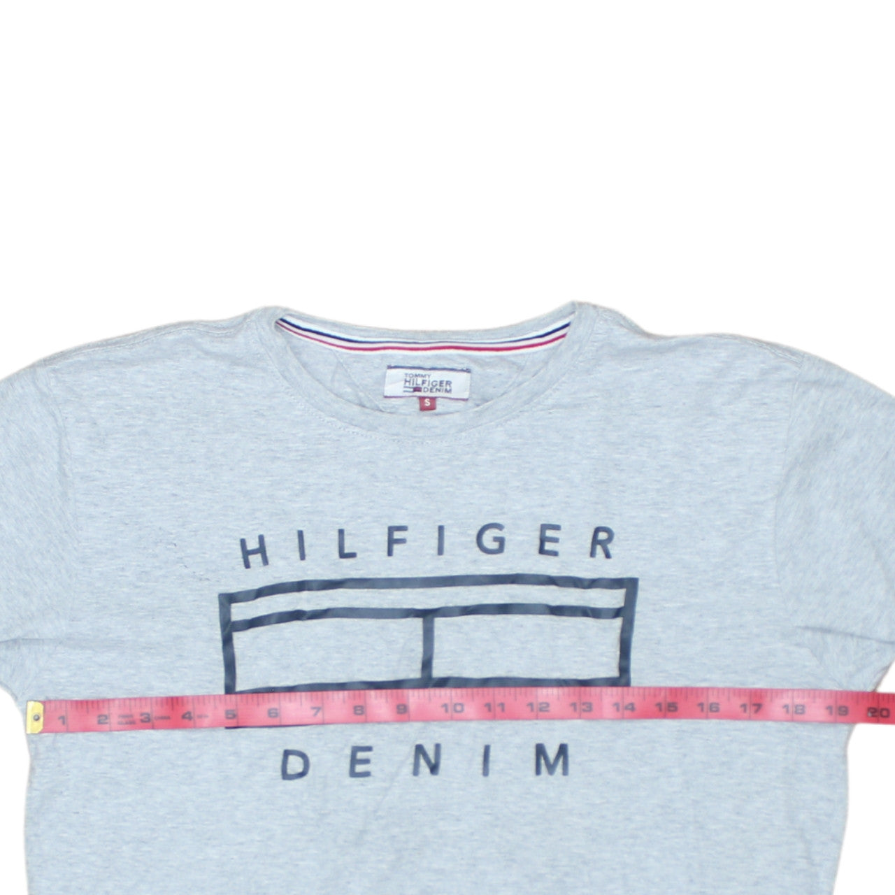 Tommy Hilfiger Mens Grey Graphic Logo Crew Neck Cotton T-Shirt Size S