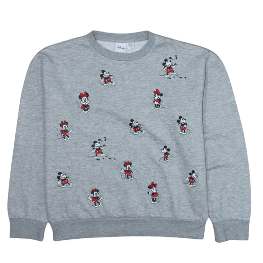 Disney Women’s Grey Mickey & Minnie Sweatshirt UK 10/12 Size S