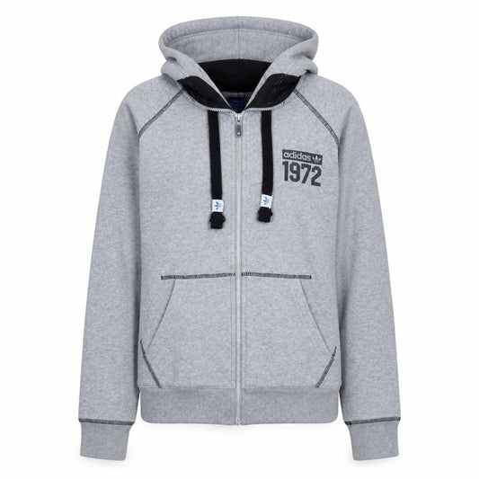 Adidas Women Grey Full Zip Hoodie Size 8 Classic Logo 1972 Design