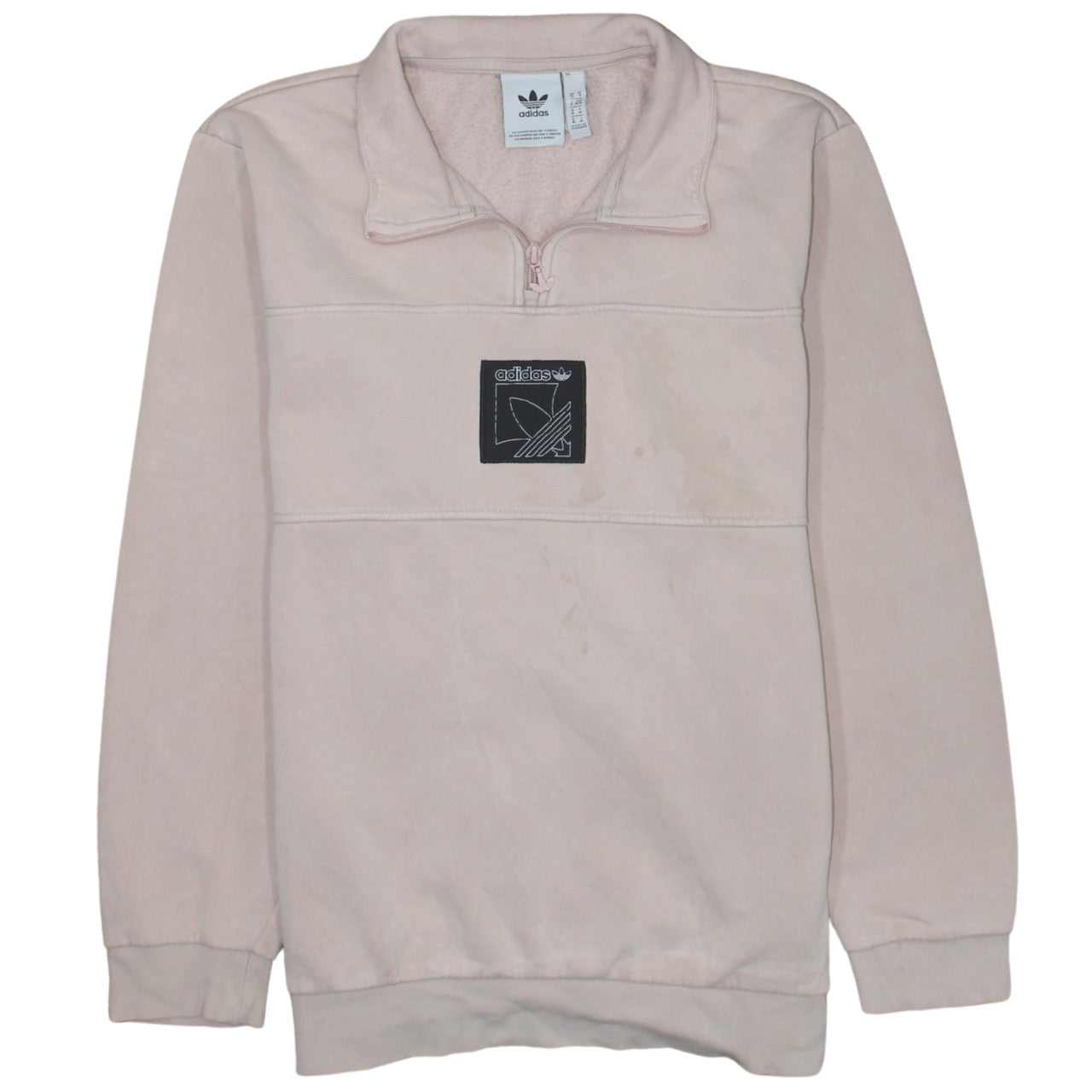 adidas Men Pink 1/4 Zip Fleece Sweatshirt Medium Regular Fit