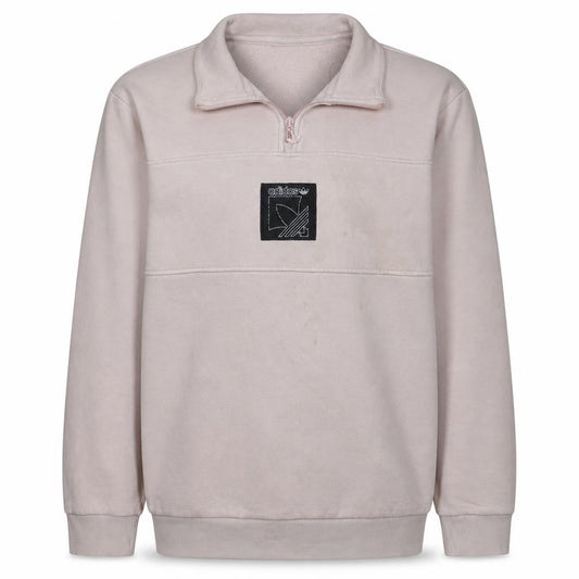 adidas Men Pink 1/4 Zip Fleece Sweatshirt Medium Regular Fit