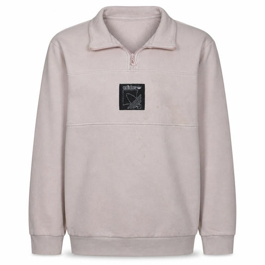 adidas Men Pink 1/4 Zip Fleece Sweatshirt Medium Regular Fit