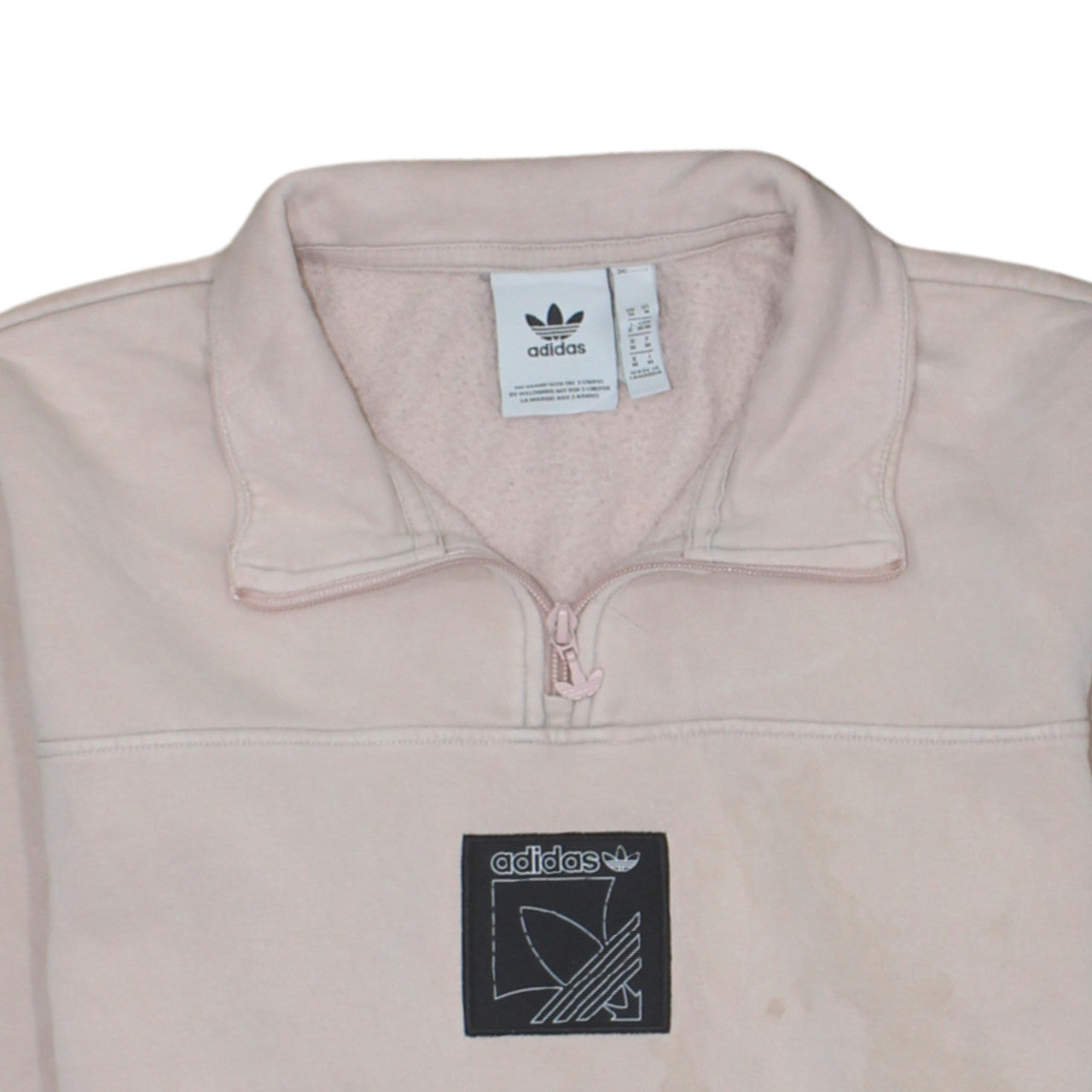 adidas Men Pink 1/4 Zip Fleece Sweatshirt Medium Regular Fit