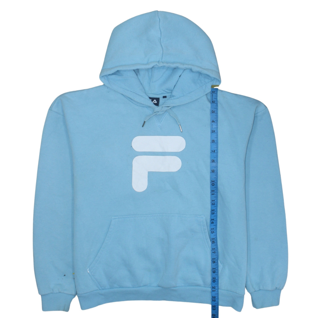 FILA Womens Blue Pullover Hoodie Size M Logo Casual Sweatshirt