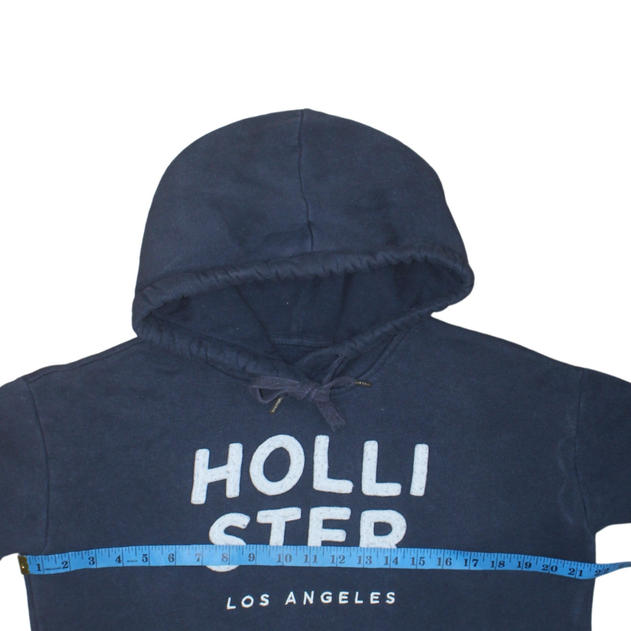 Hollister Men’s Blue Pullover Hoodie Medium Logo Print Fleece