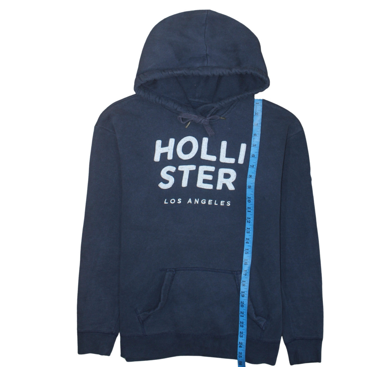 Hollister Men’s Blue Pullover Hoodie Medium Logo Print Fleece