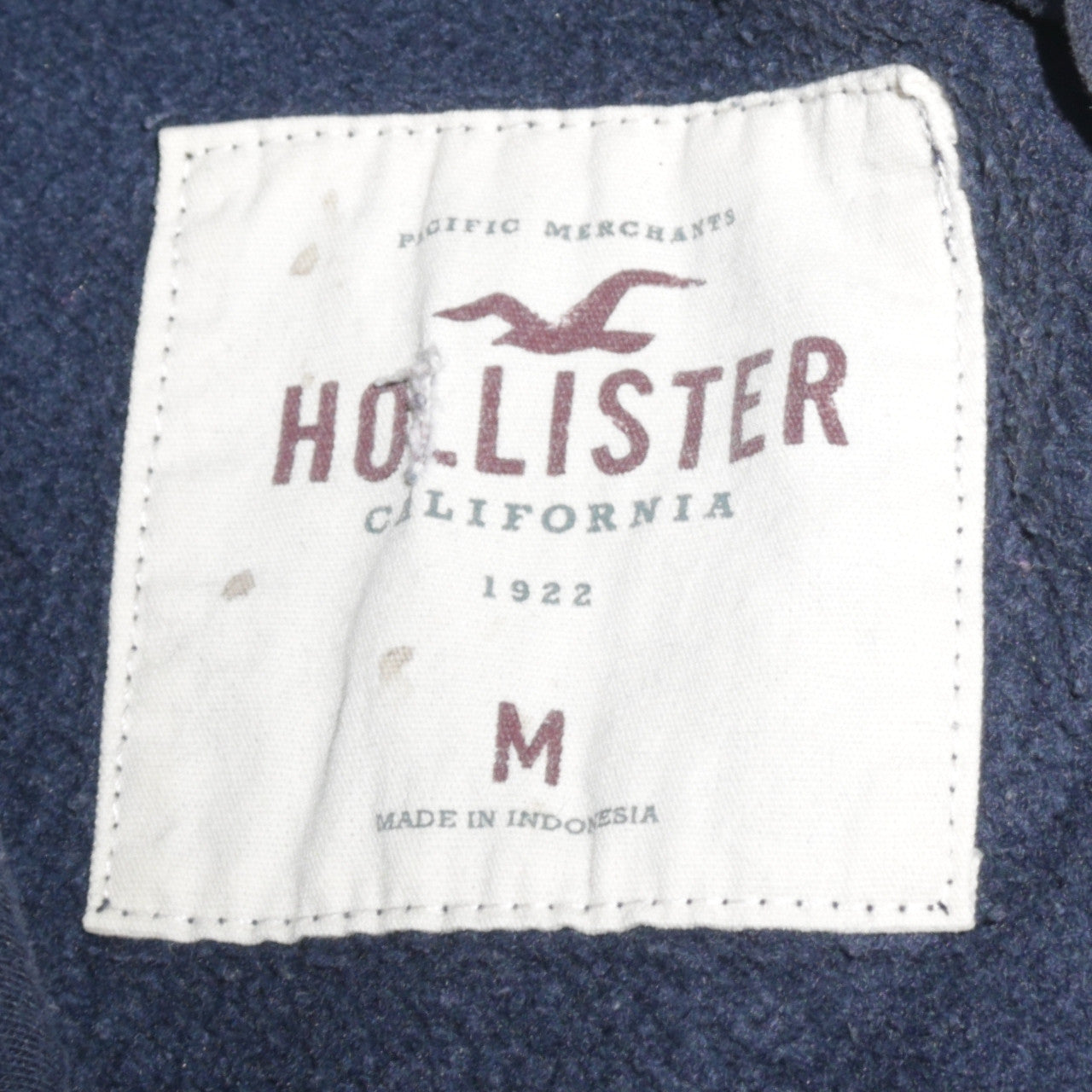 Hollister Men’s Blue Pullover Hoodie Medium Logo Print Fleece
