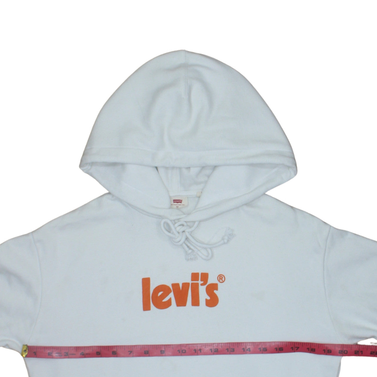Levi's Womens White Pullover Hoodie XS Logo Cotton Fleece Casual