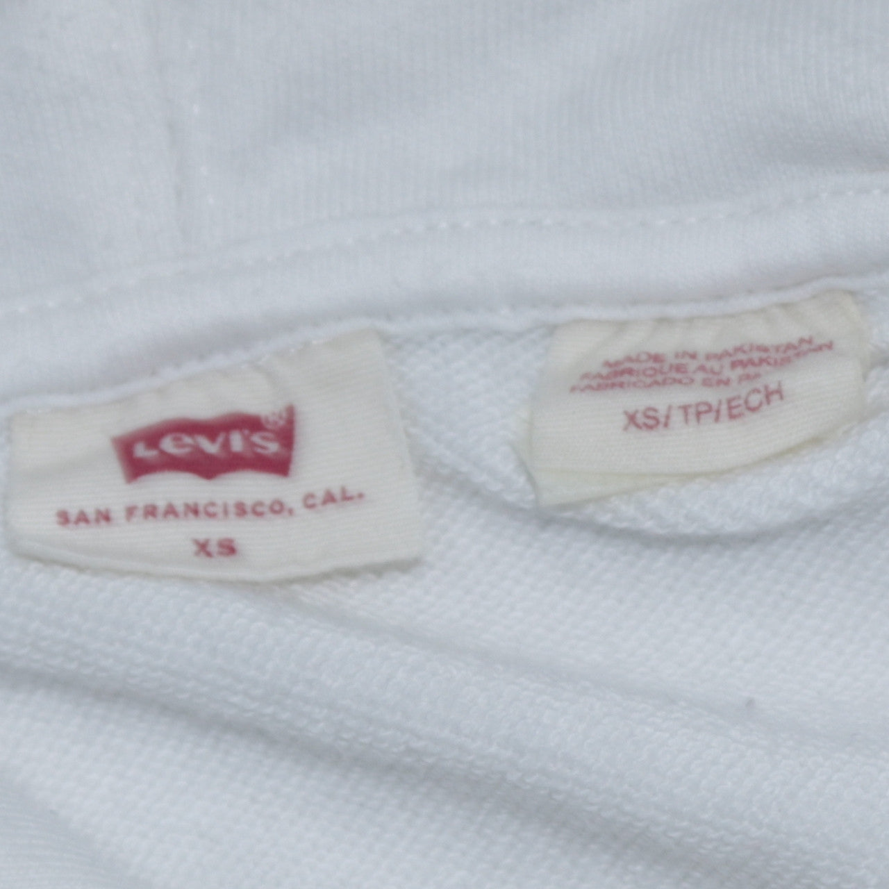 Levi's Womens White Pullover Hoodie XS Logo Cotton Fleece Casual