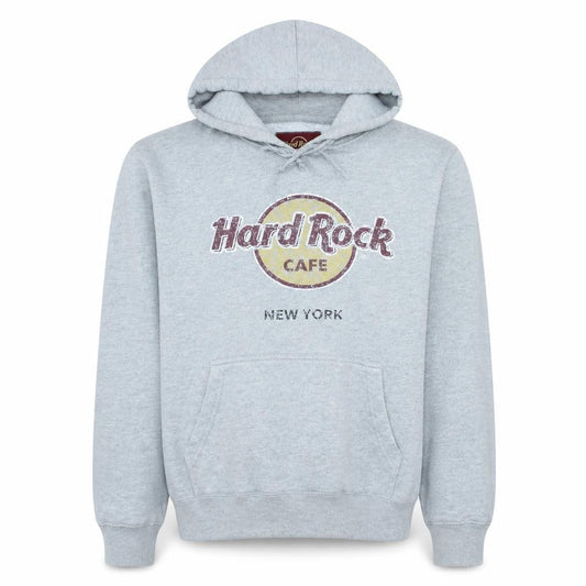 Hard Rock Cafe Men's Grey Pullover Hoodie Size L Logo New York