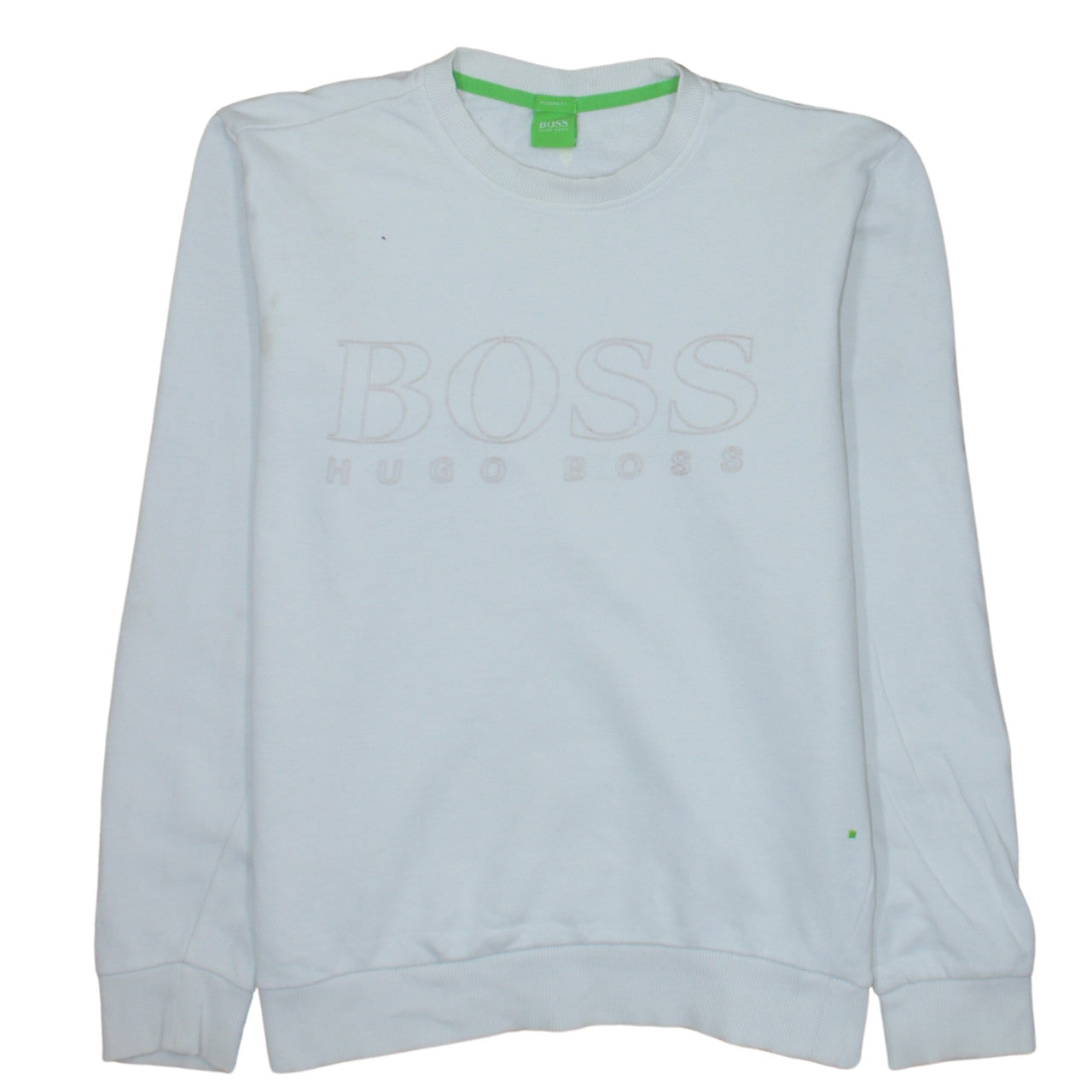 Hugo Boss Men's White Slim Fit Crew Neck Logo Sweatshirt S