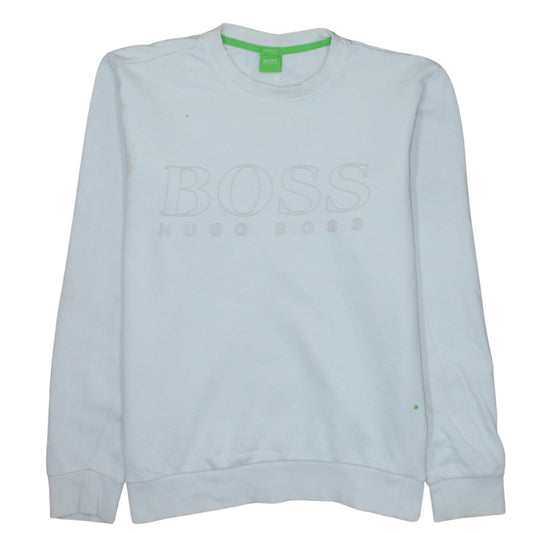 Hugo Boss Men's White Slim Fit Crew Neck Logo Sweatshirt S