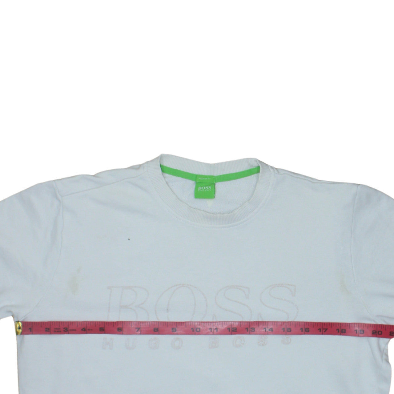 Hugo Boss Men's White Slim Fit Crew Neck Logo Sweatshirt S