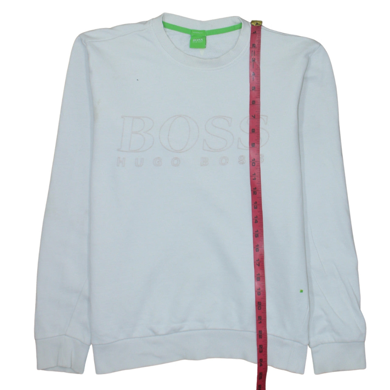 Hugo Boss Men's White Slim Fit Crew Neck Logo Sweatshirt S