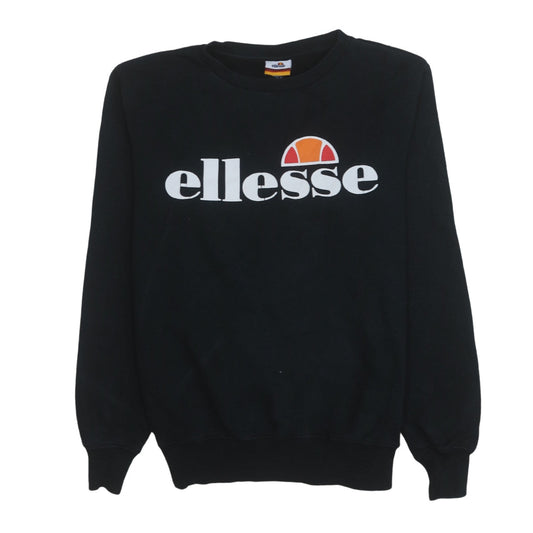 Ellesse Womens Black Logo Crew Neck Pullover Sweatshirt UK 6