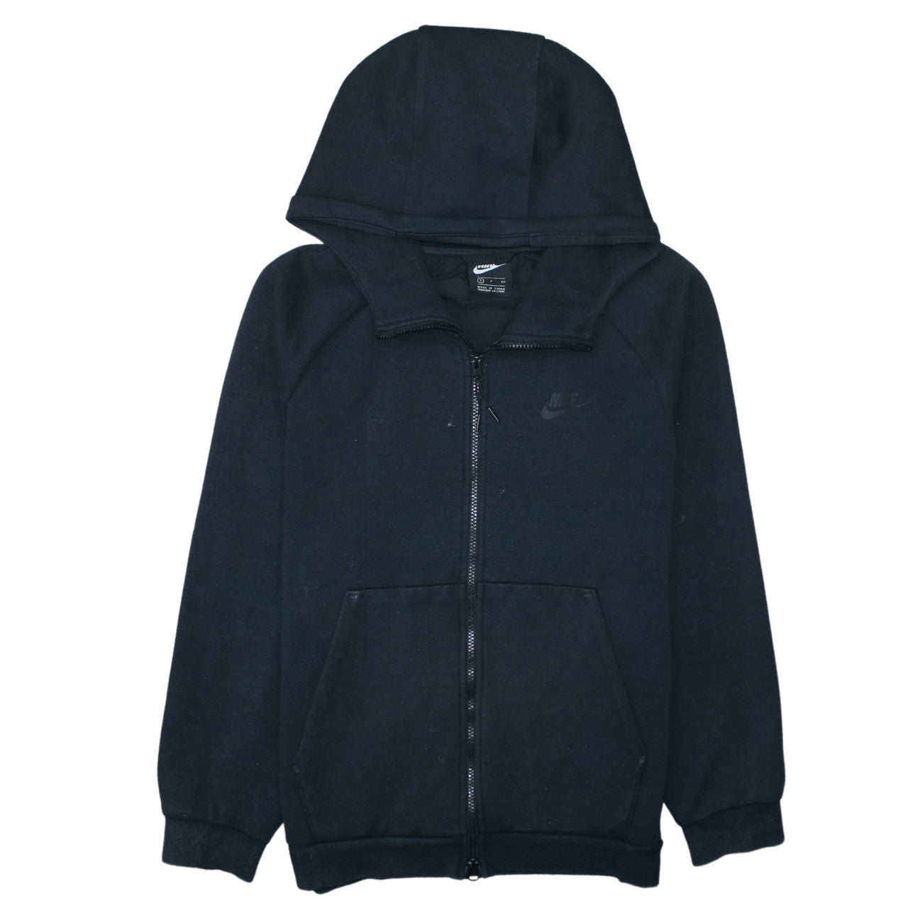 Nike Men's Black Full Zip Hoodie S Regular Fit Fleece Lined