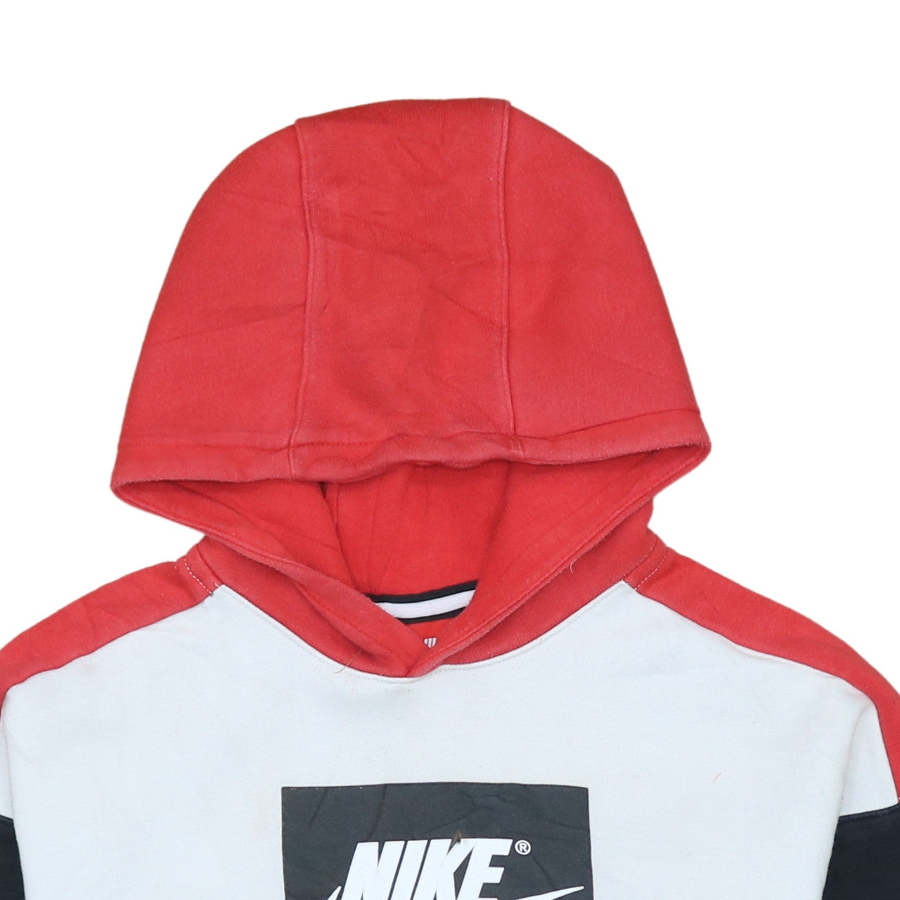 Nike Boys Red White Black Pullover Hoodie Size 12-13 Years Colourblock